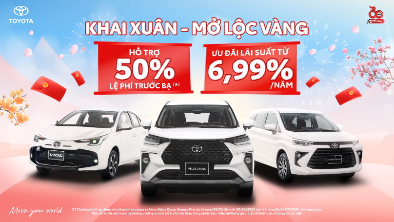 TOYOTA VIỆT NAM TRIỂN KHAI CHƯƠNG TRÌNH KHUYẾN MẠI “KHAI XUÂN - MỞ LỘC VÀNG” CHO MẪU XE VIOS, VELOZ CROSS, AVANZA PREMIO TRONG THÁNG 2/2025